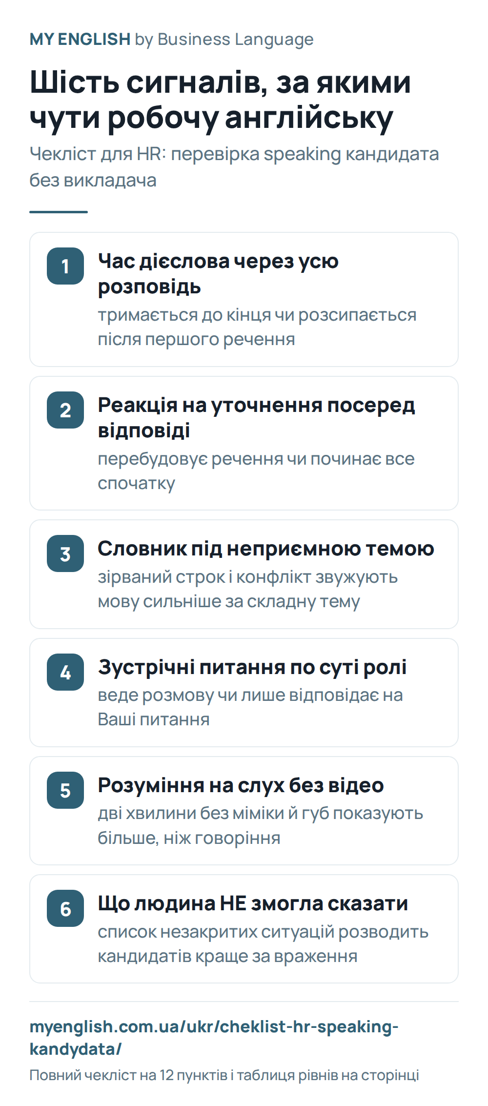 Чекліст для HR: шість сигналів, за якими на співбесіді чути робочий рівень англійської кандидата